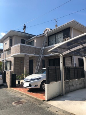 福岡市西区拾六町H様邸【外壁素材：モルタル・屋根素材：スレート瓦】：施工前