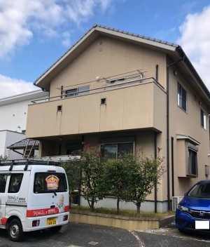 福岡市西区西の丘M様邸【外壁：モルタル　塀・付帯塗装】：施工前